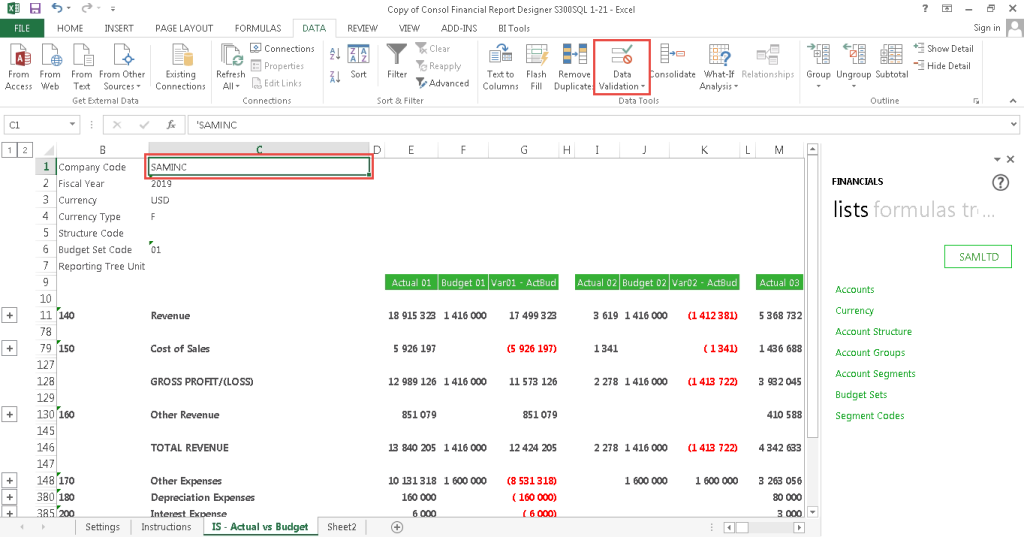 Easily access your consolidated financials in Excel